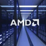 AMD logo with server background